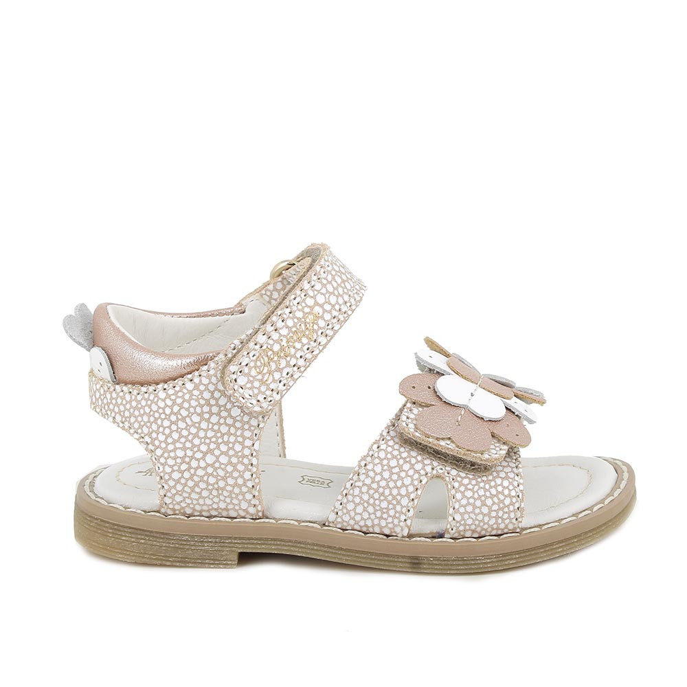 SANDALES POUR FILLE  BEIGE ET BLANC  AVEC VELCRO
