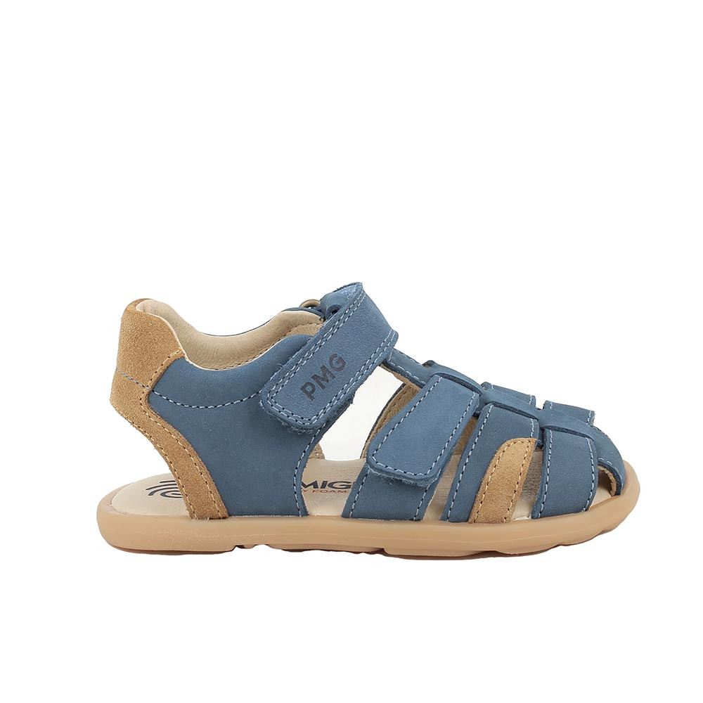 Sandali da bambino blu e giallo con strap