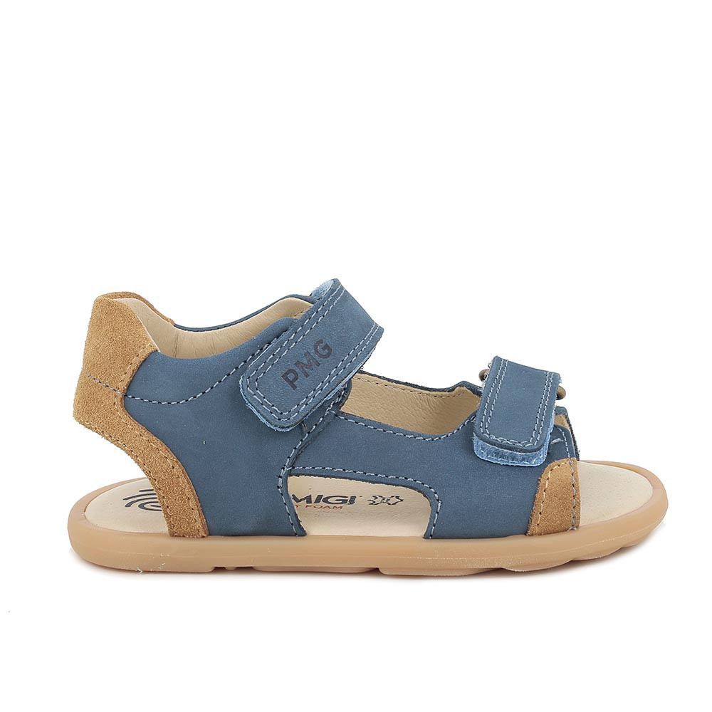 Sandali da bambino blu e marrone con strap