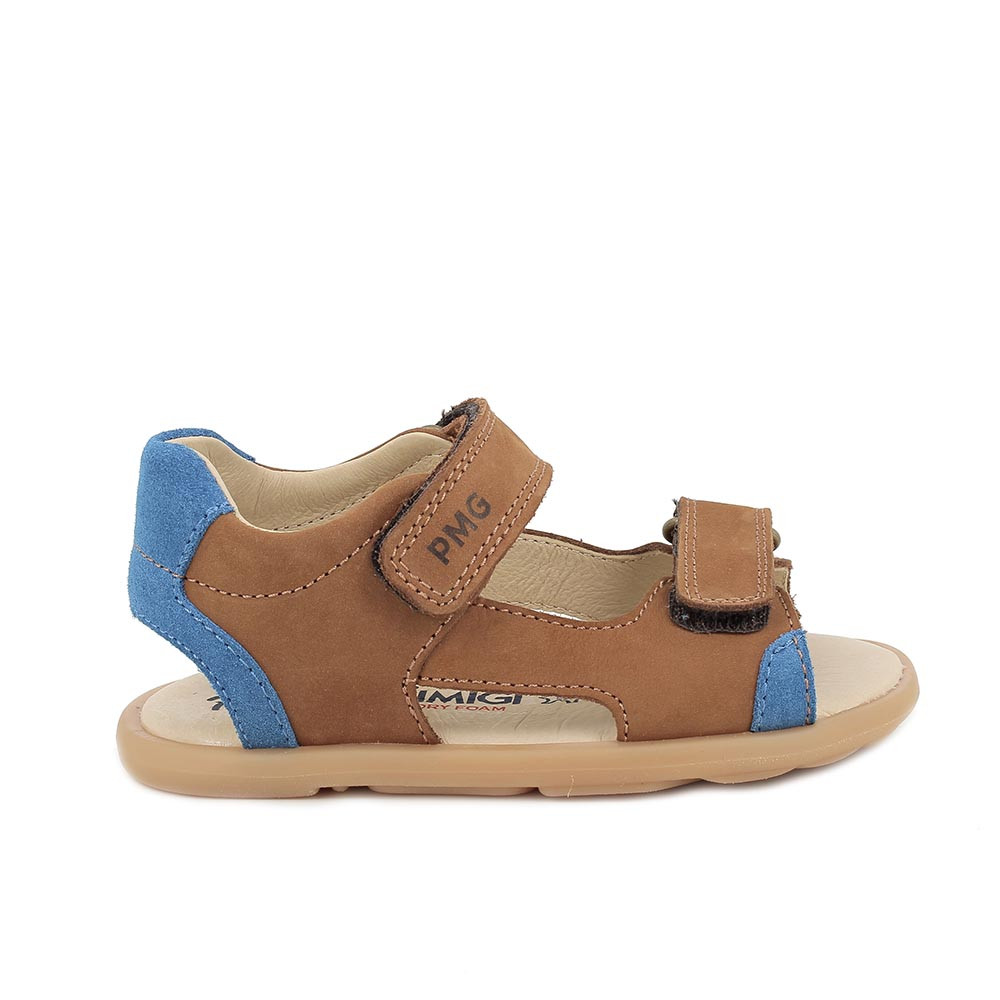 Sandali da bambino marrone e blu con strap
