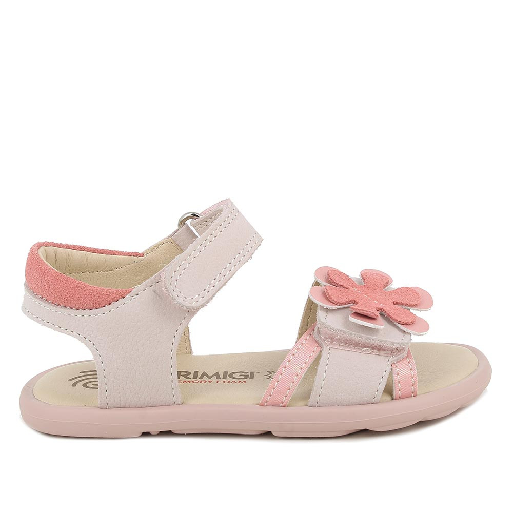 Sandale pour fille rose et beige avec velcro
