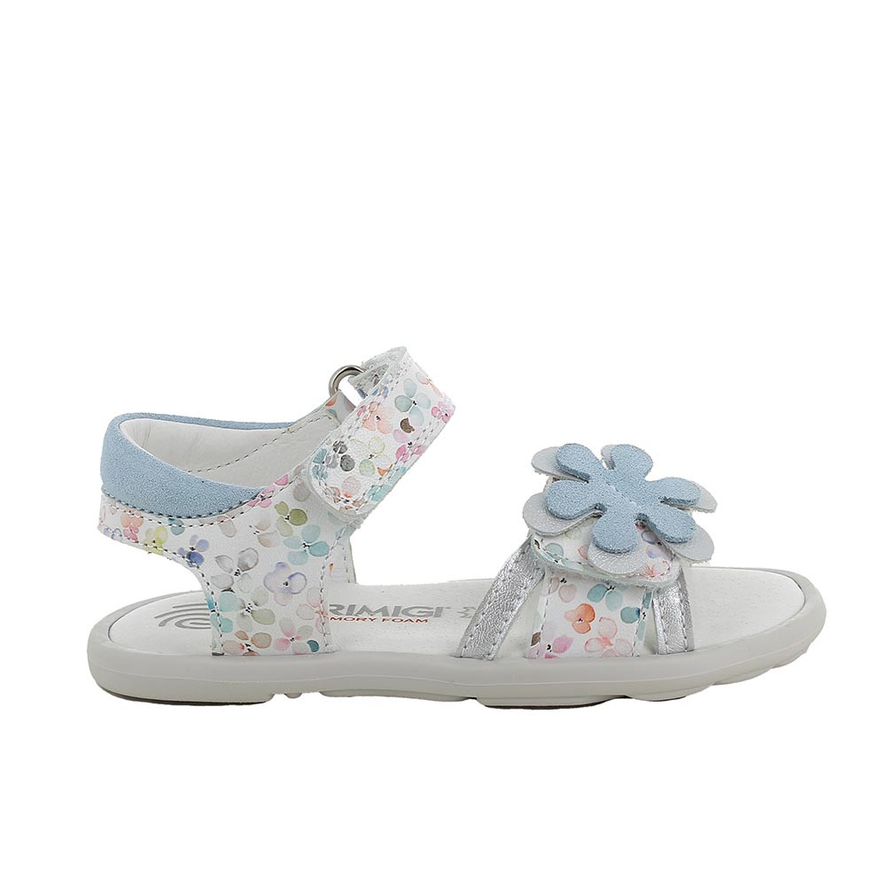 Sandale pour fille blanc et bleu clair avec velcro
