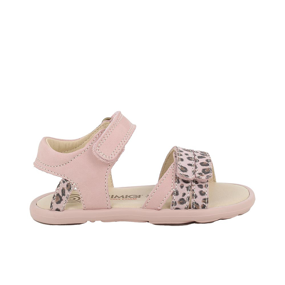 SANDALES POUR FILLE  ROSE ET BRUN   AVEC VELCRO