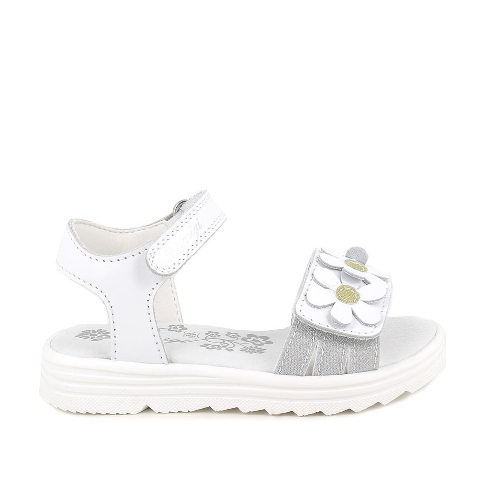 SANDALES POUR FILLE  BLANC ET ARGENT  AVEC VELCRO