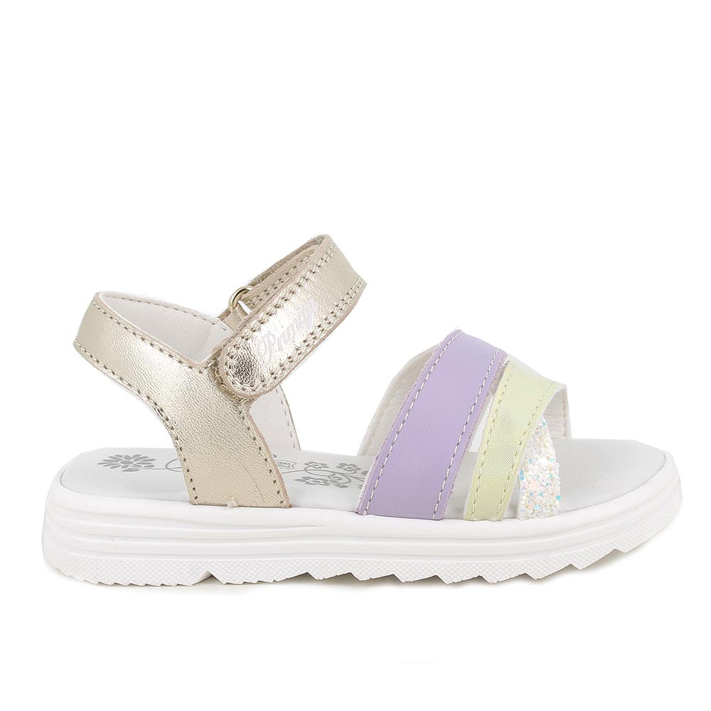 SANDALES POUR FILLE  PLATINUM ET VIOLET  AVEC VELCRO