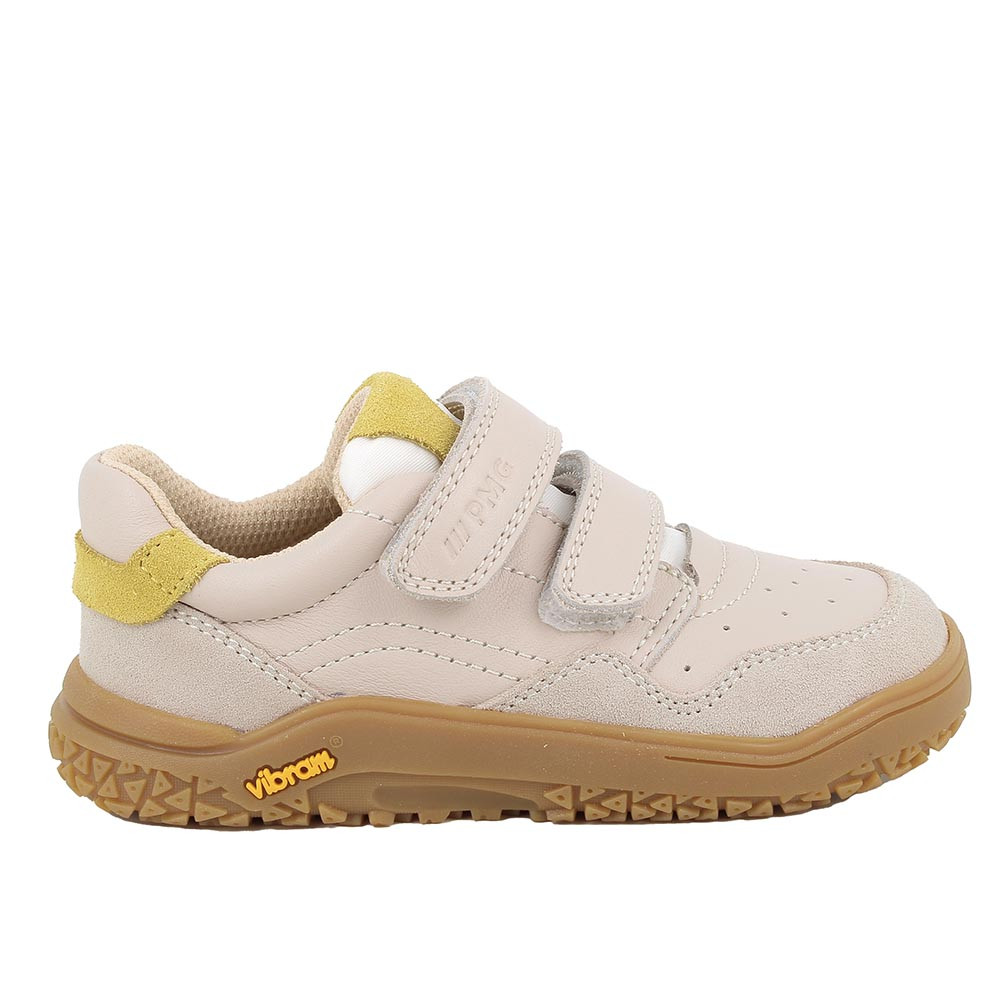Sneakers da bambino beige con strap