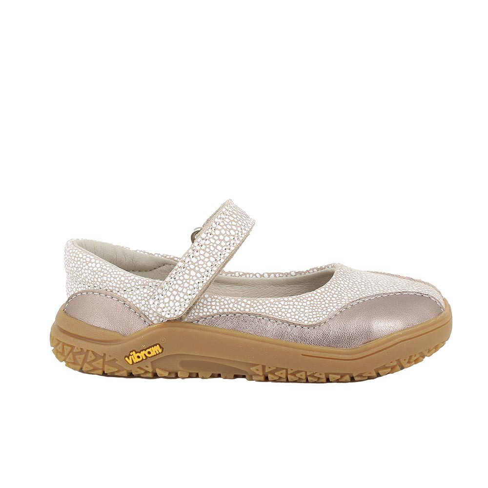 BALLERINE POUR FILLE   BEIGE ET PLATINUM AVEC VELCRO