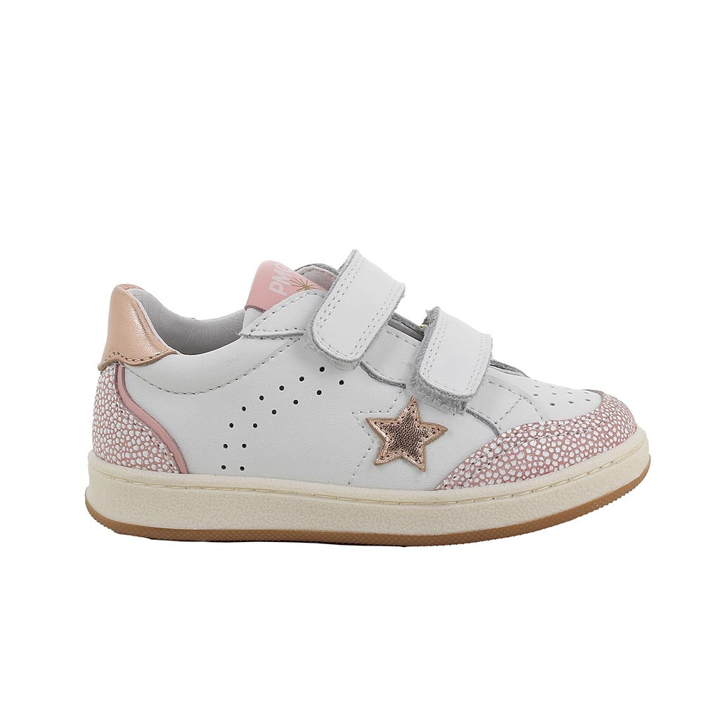 SNEAKERS POUR FILLE  BLANC ET ROSE  AVEC VELCRO