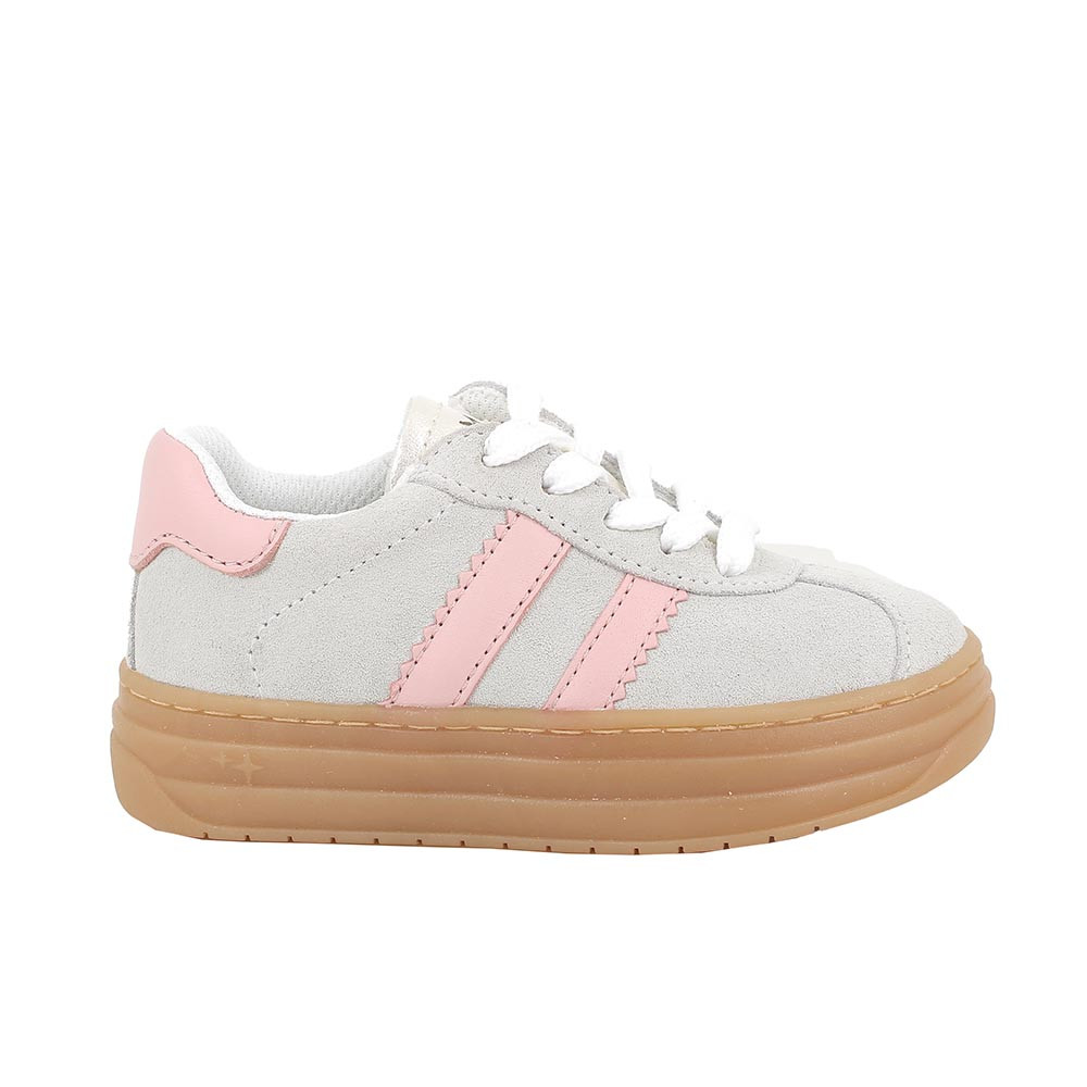 SNEAKERS POUR FILLE  BLANC ET ROSE AVEC ZIP