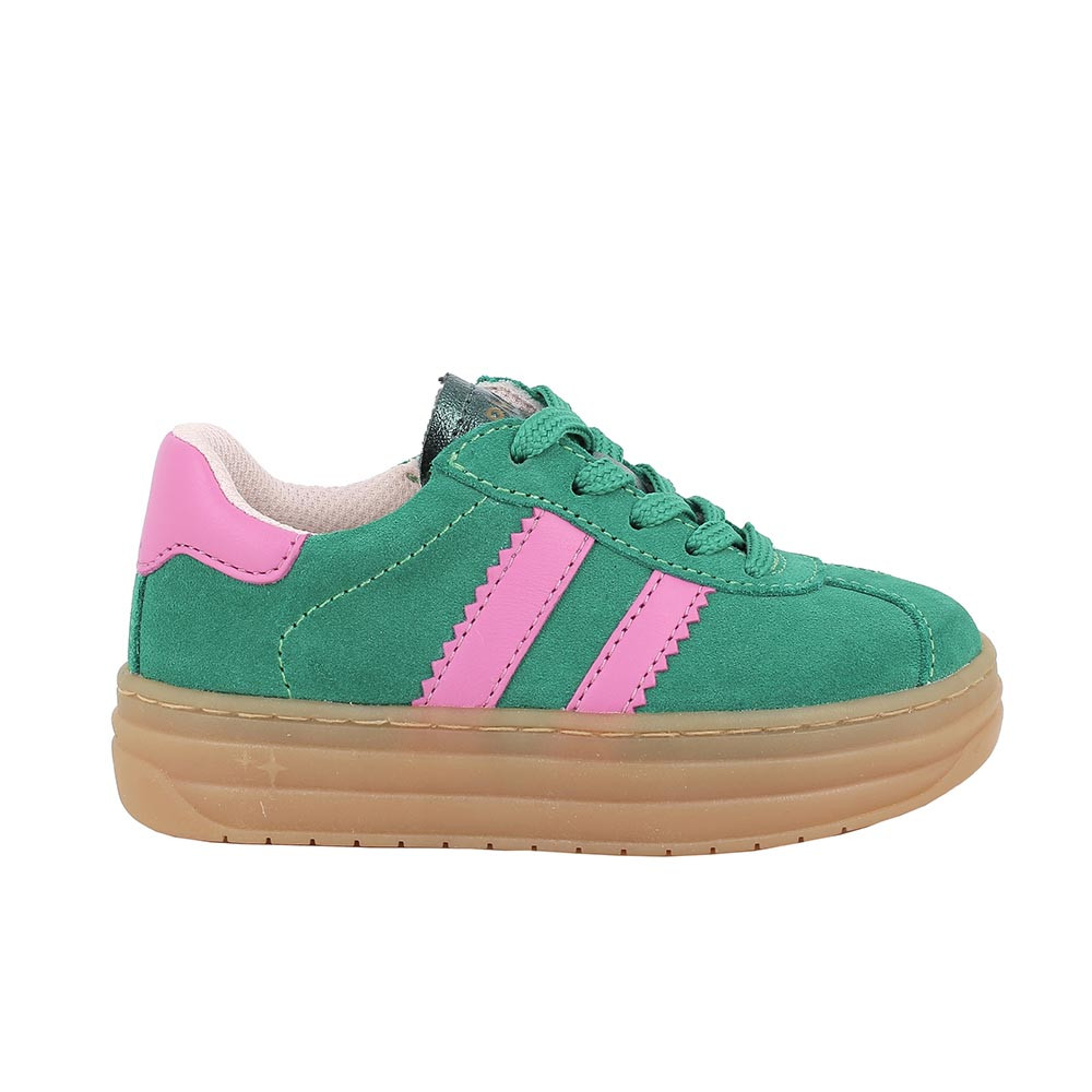 SNEAKER POUR FILLE  VERT ET FUCHSIA AVC ZIP