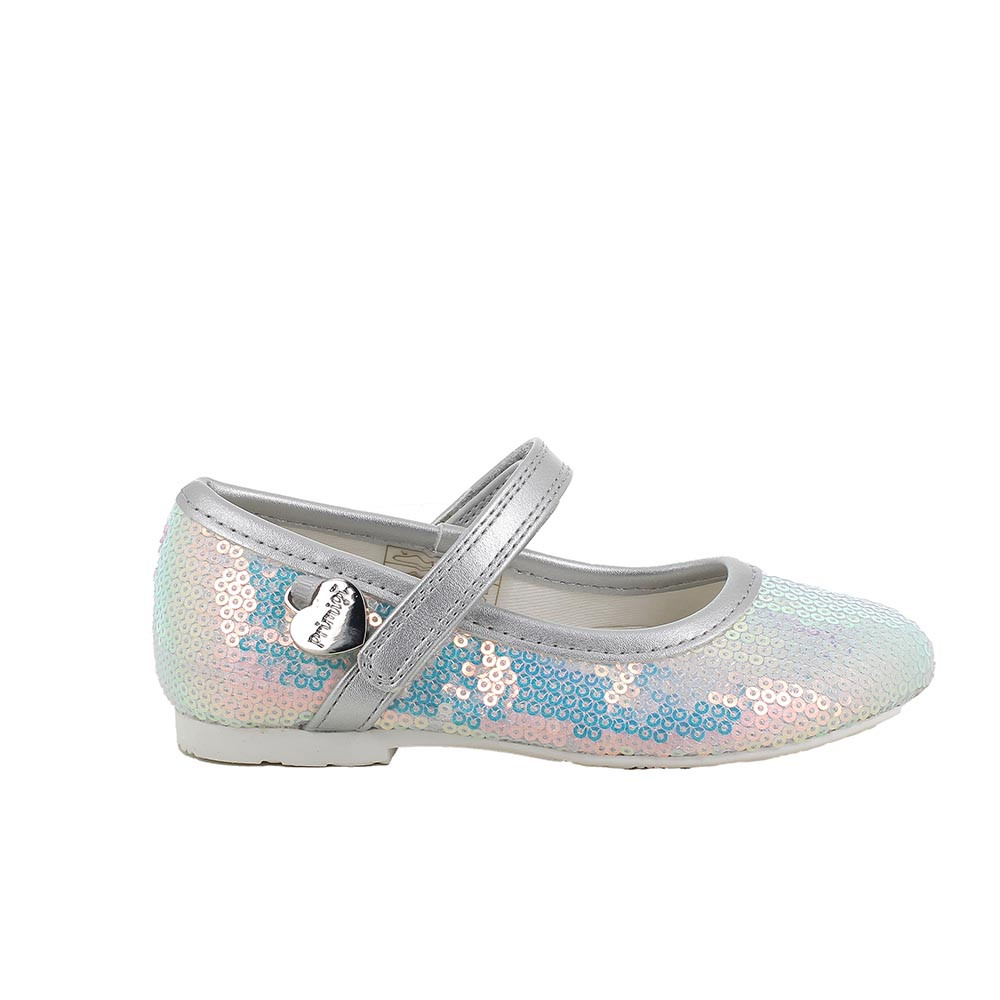 BALLERINE POUR FILLE   ARGENT ET BLEU CLAIR AVEC VELCRO
