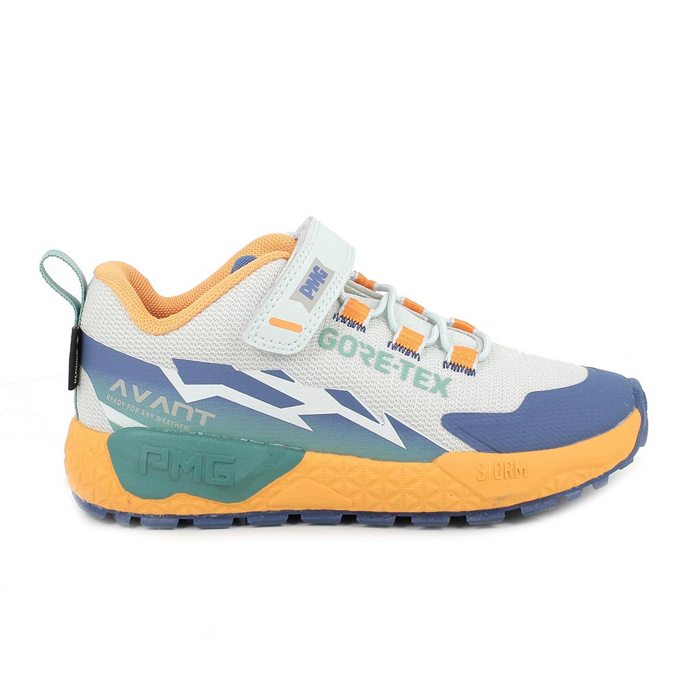 Sneakers GORE-TEX® da bambino bianco e celeste con strap