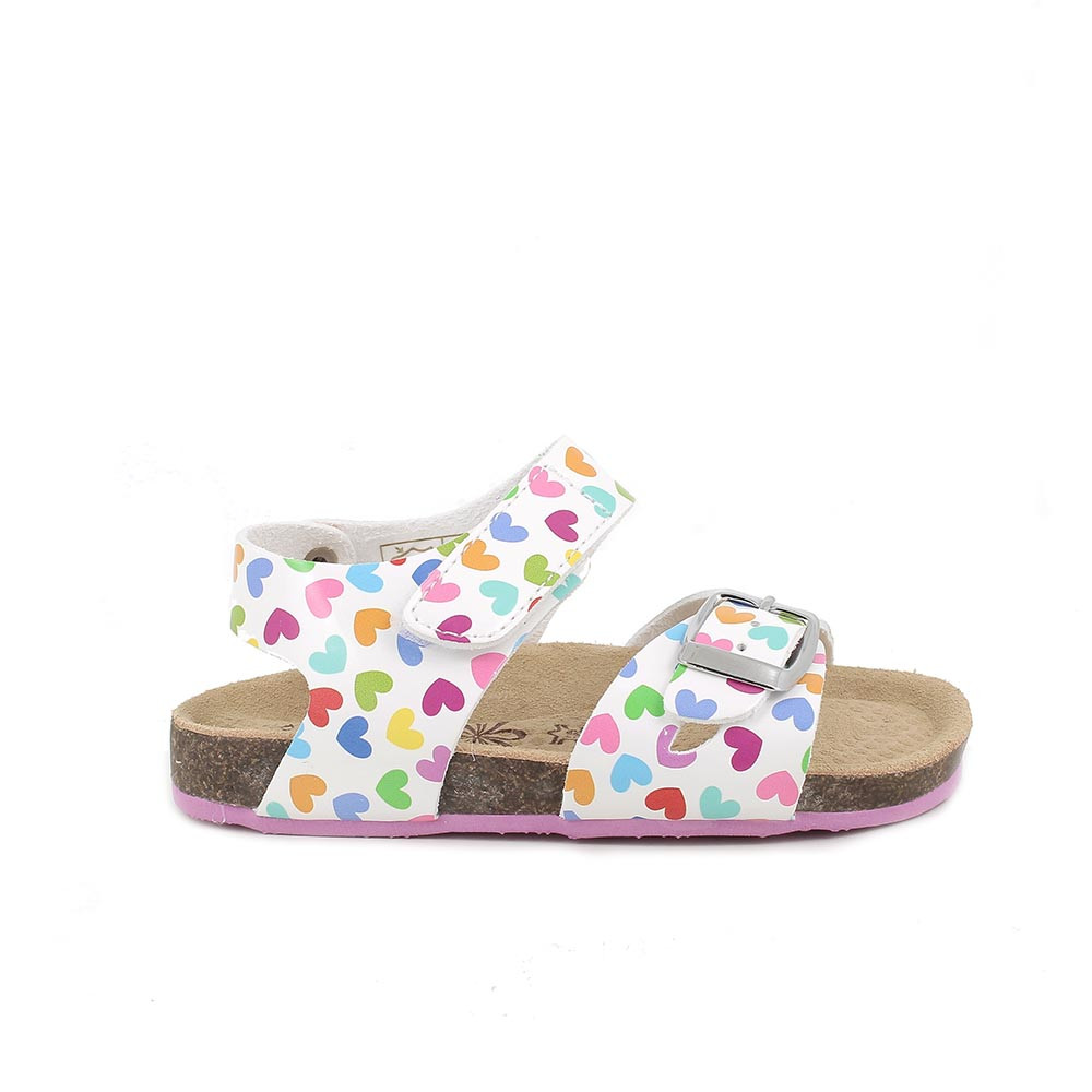 Sandale pour fille blanc et violet avec velcro