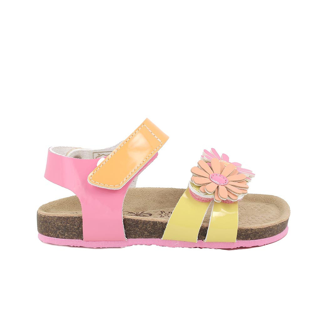 SANDALES POUR FILLE  JAUNE  ET ORANGE  AVEC VELCRO