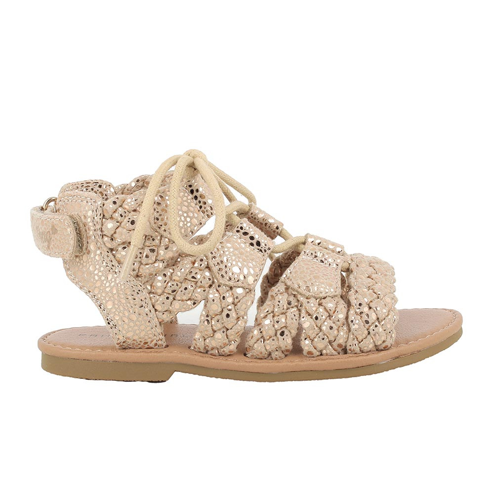 SANDALES POUR FILLE  BEIGE ET PLATINUM  AVEC VELCRO