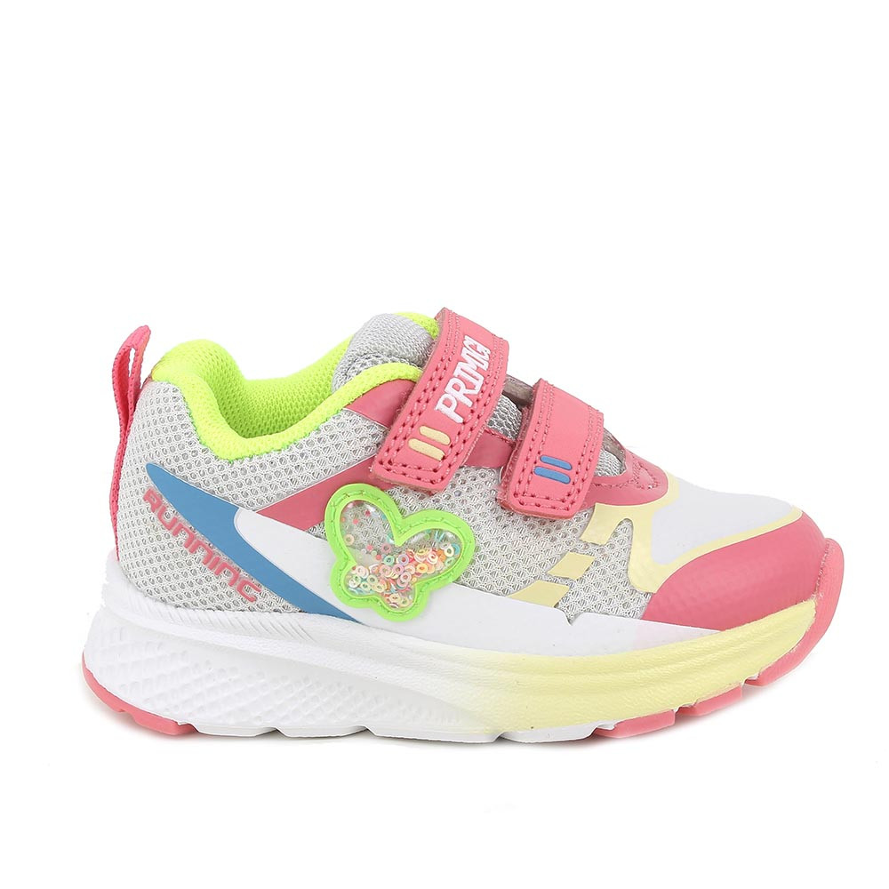 SNEAKER POUR FILLE   ROSE ET ARGENT AVEC VELCRO