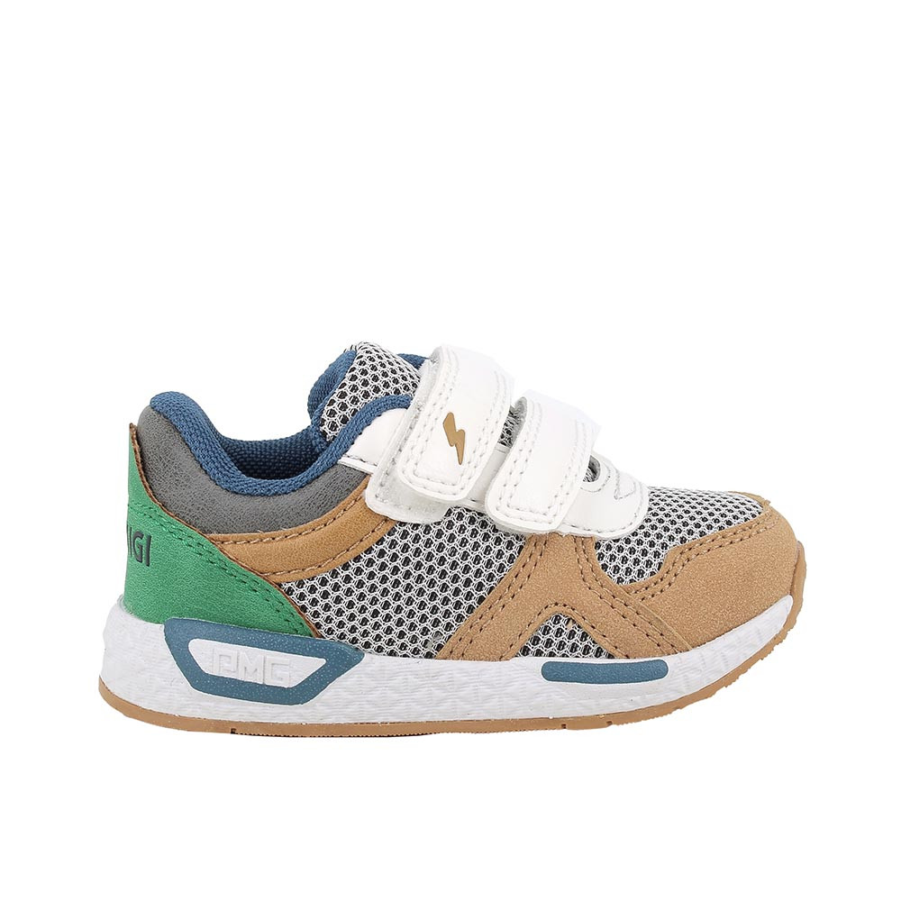 SNEAKERS FOR BOY GREY  AND YELLOW WITH VELCRO