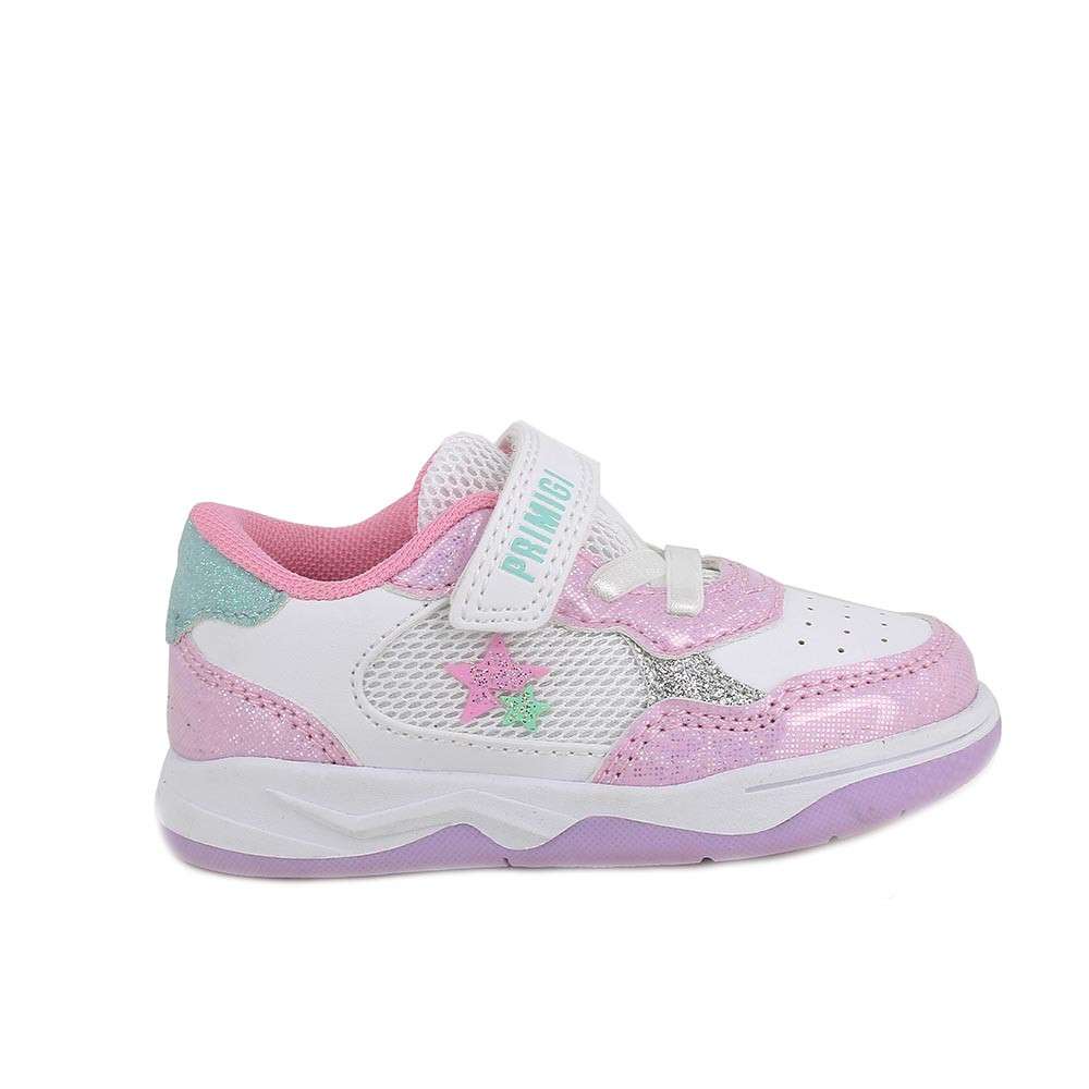 SNEAKERS POUR FILLE  BLANC ET ROSE  AVEC VELCRO