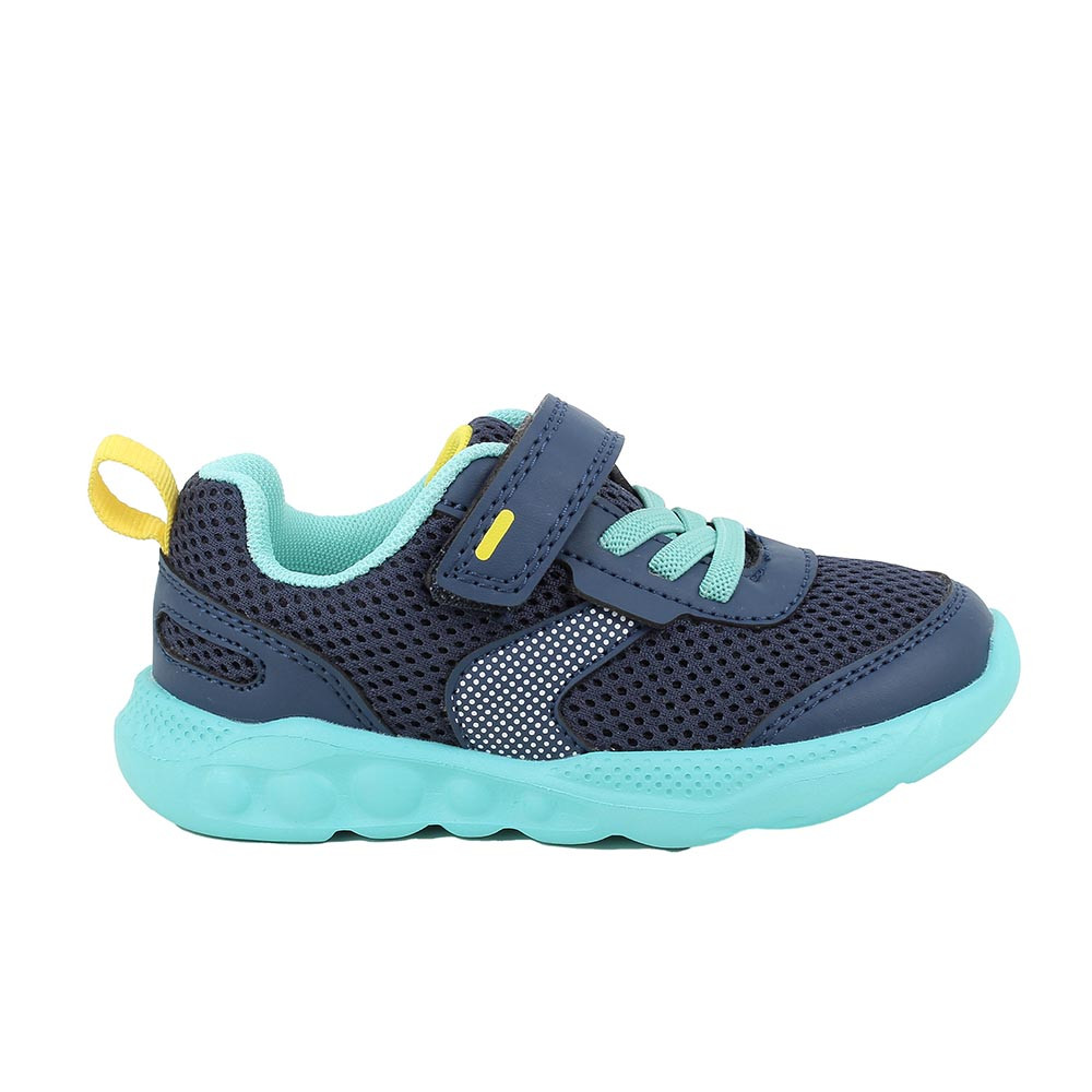 Sneakers da bambino blu e turchese con strap