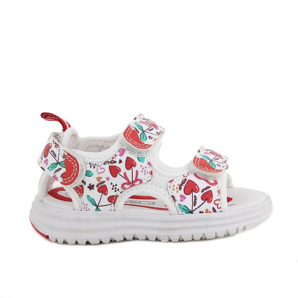 SANDALES POUR FILLE  BLANC  ET ROUGE  AVEC VELCRO