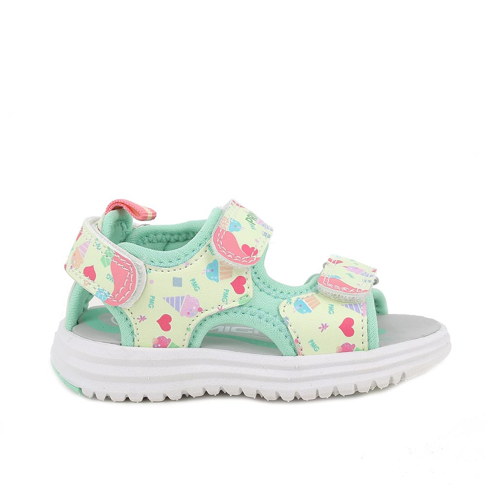 SANDALES POUR FILLE  VERT ET FUCHSIA AVEC VELCRO