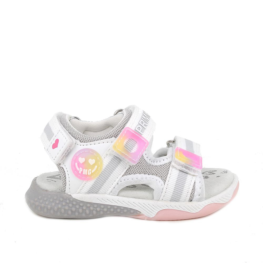 SANDALES AVEC TALON POUR FILLE   BLANC ET ARGENT AVEC VELCRO