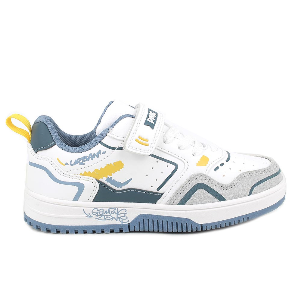SNEAKER POUR GARÇON   BLANC ET BLEU CLAIR AVEC VELCRO