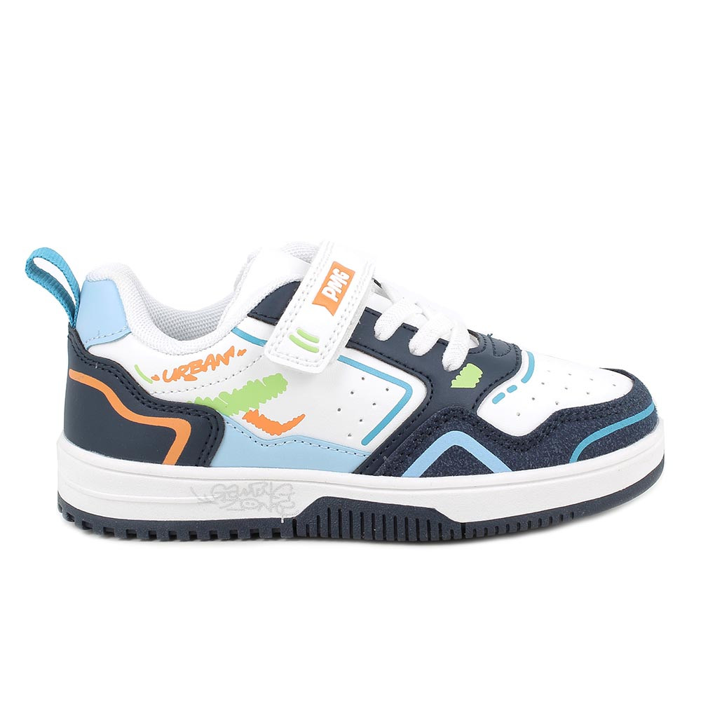 SNEAKER POUR GARÇON  BLANC ET BLEU AVEC VELCRO