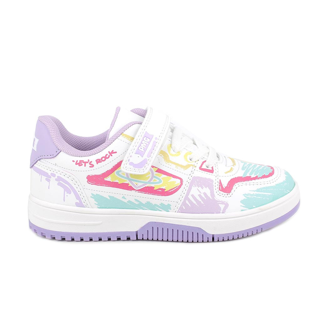 SNEAKERS POUR FILLE  BIANCO ET VIOLET AVEC VELCRO
