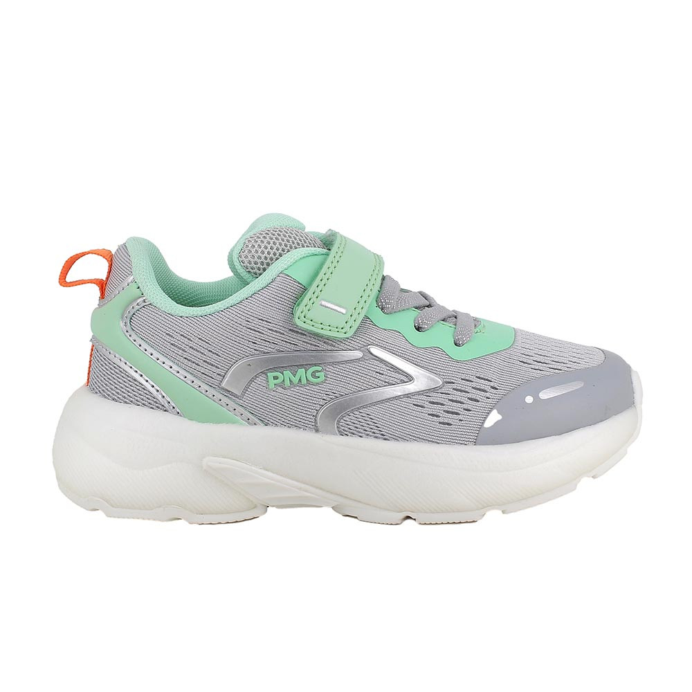 SNEAKERS POUR FILLE  GRIS ET VERT AVEC VELCRO