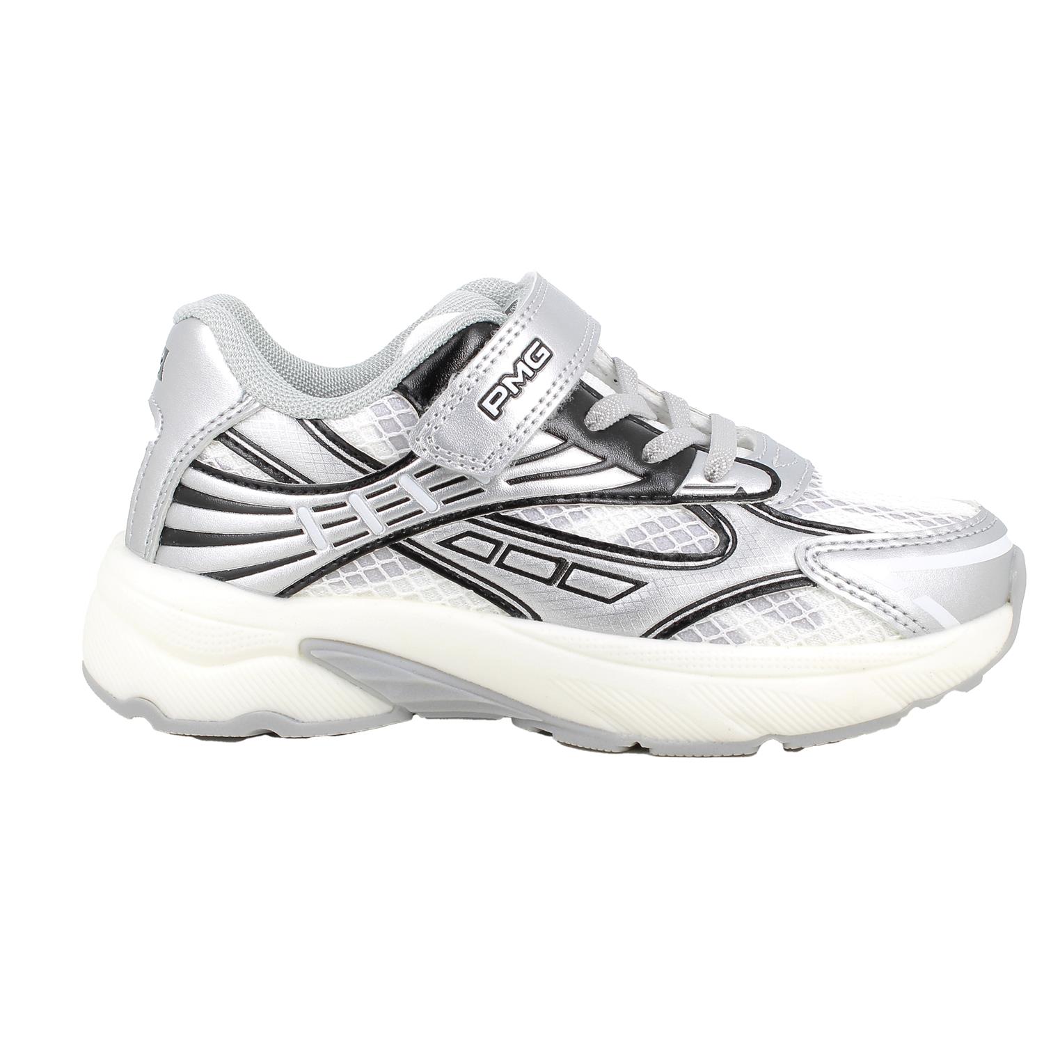 КРОССОВКИ ДЛЯ МАЛЬЧИКОВ НА ЛИПУЧКАХ, СЕРЕБРЯНЫЙ/БЕЛЫЙ