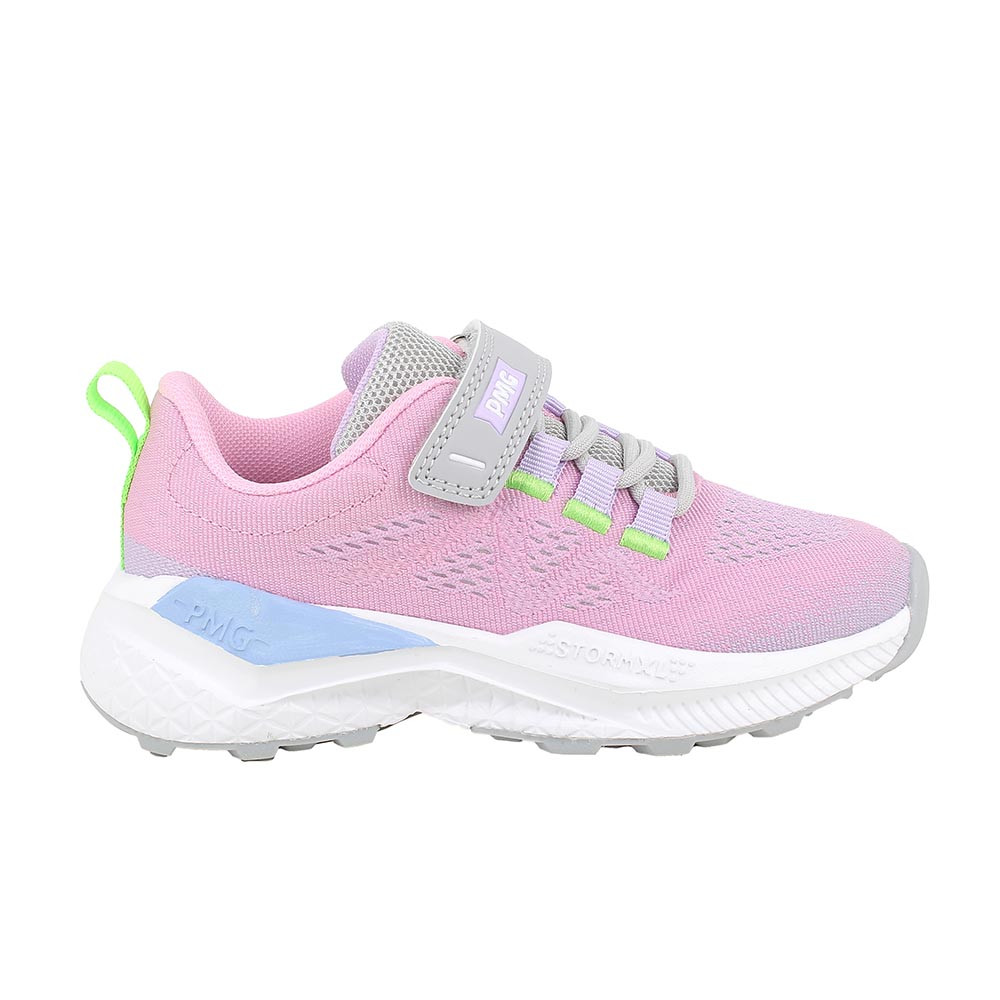 SNEAKER POUR FILLE  ROSE ET GRIS AVEC VELCRO