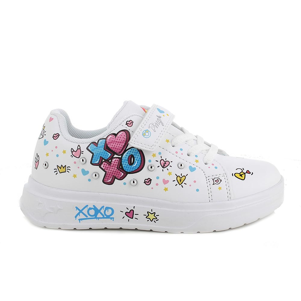 SNEAKERS POUR FILLE  BLANC ET BLUE CLAIR  AVEC VELCRO