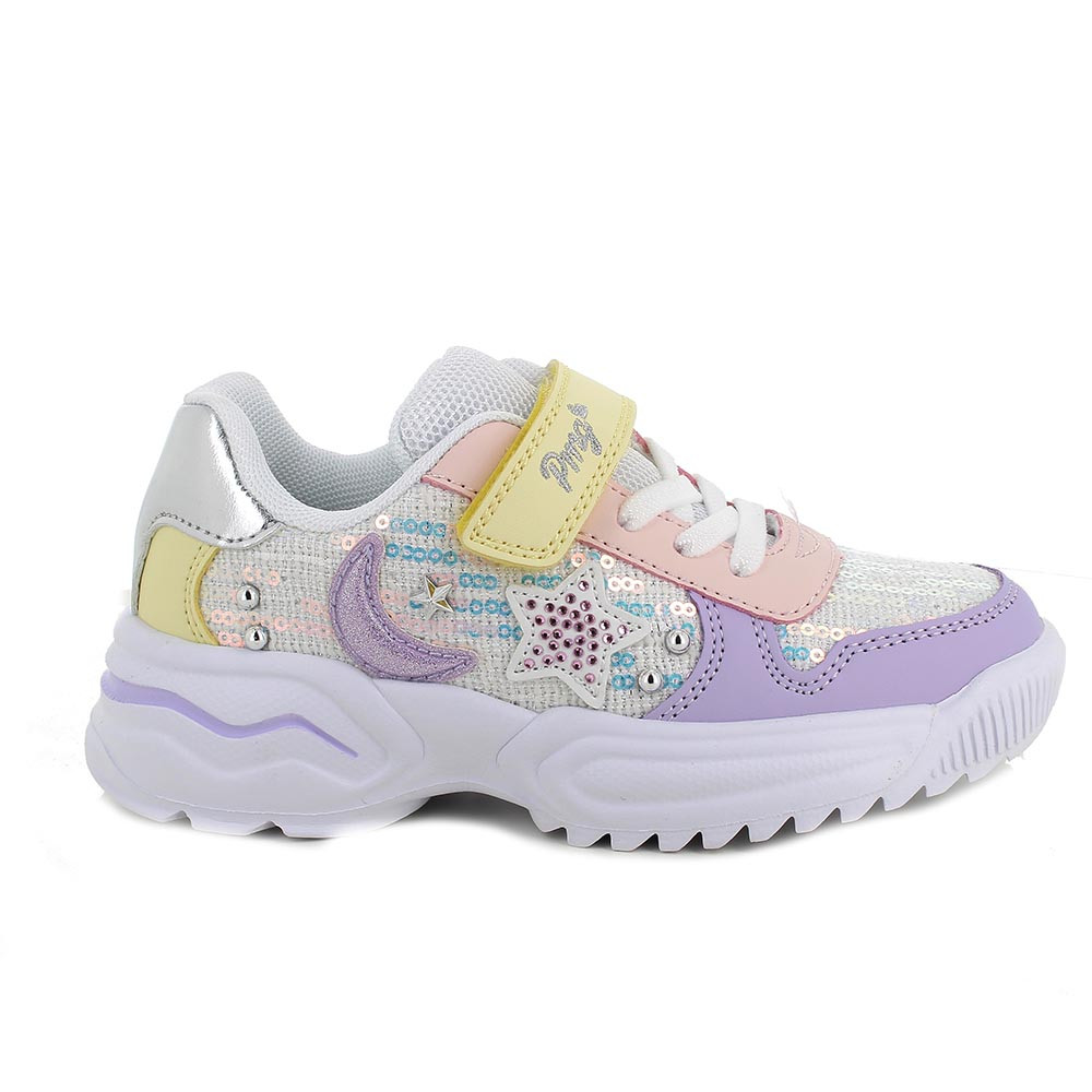 SNEAKERS POUR FILLE  BIANCO ET VIOLET AVEC VELCRO
