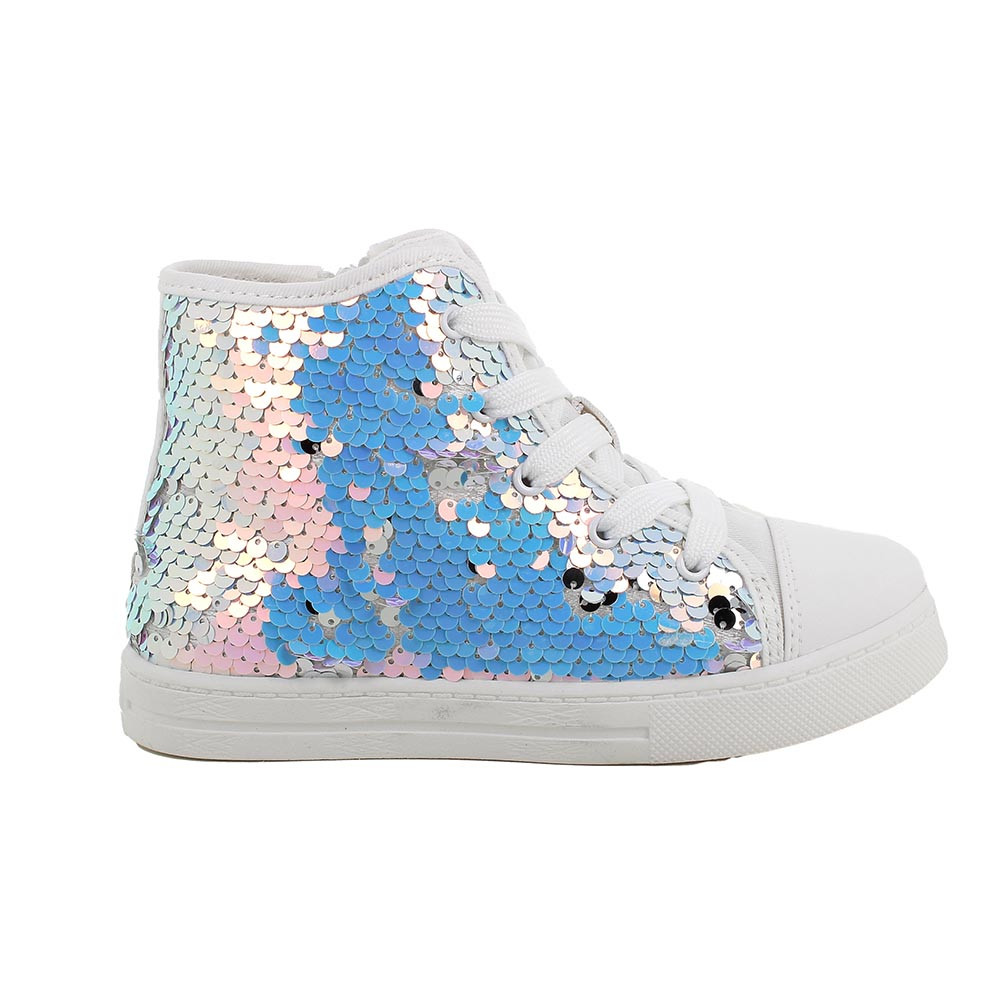 SNEAKERS POUR FILLE   BLEU CLAIR ET BLANC AVEC ZIP
