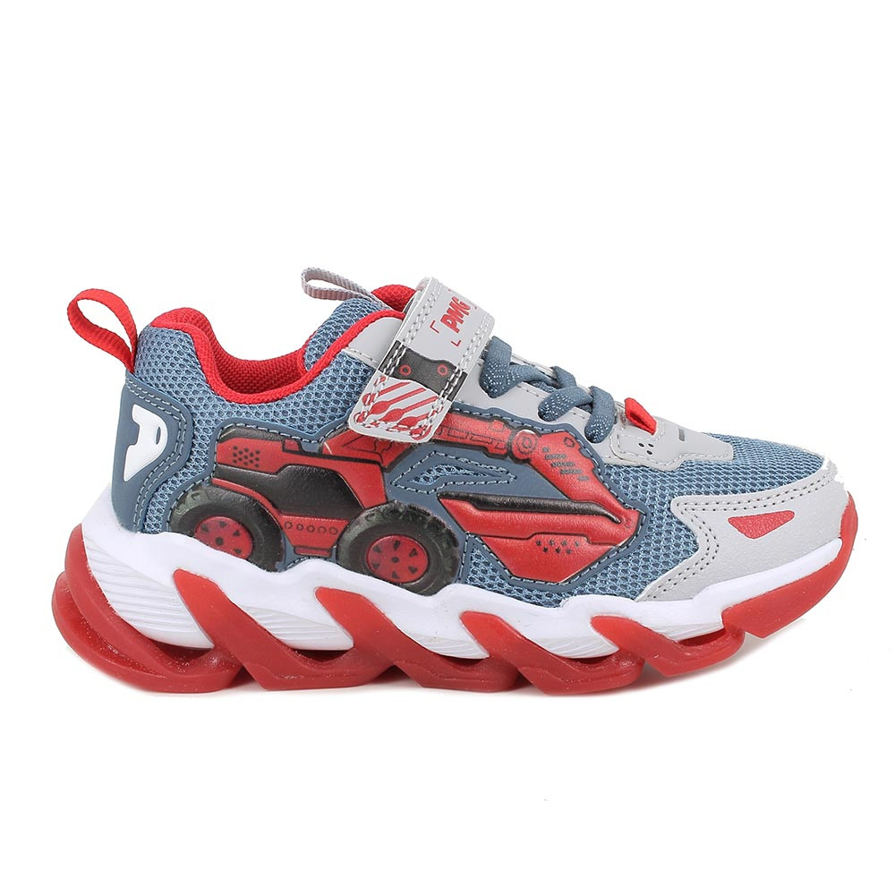 SNEAKER POUR GARÇON   BLEU CLAIR ET ROUGE AVEC VELCRO