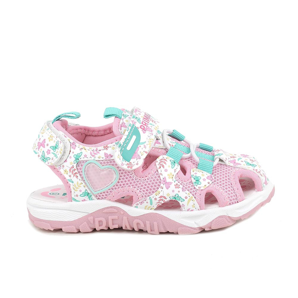 SANDALES POUR FILLE  ROSE ET VERT AVEC VELCRO