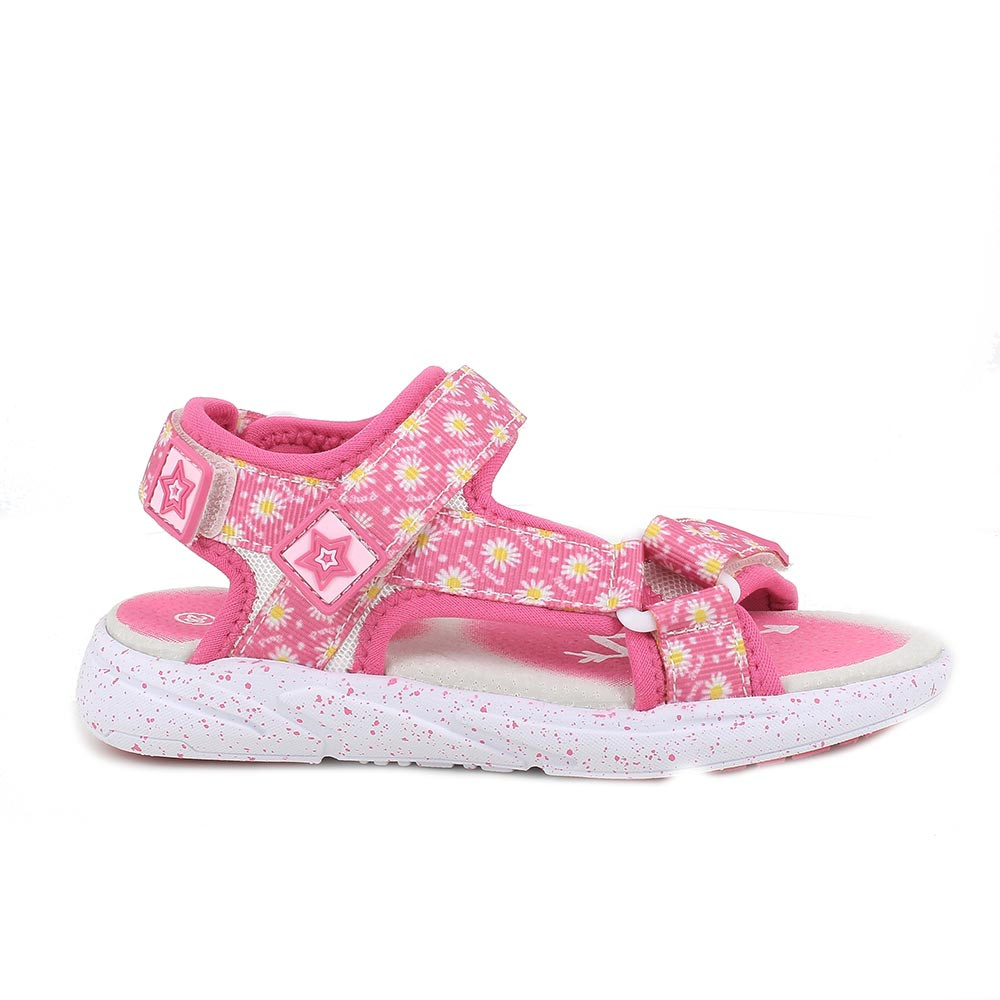 SANDALES POUR FILLE  FUCHSIA ET BLANC  AVEC VELCRO