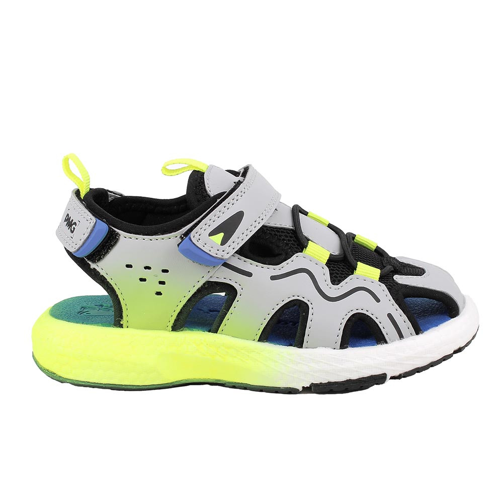 Sandali da bambino grigio e giallo con strap