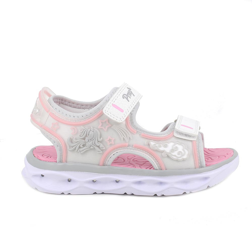 Sandale pour fille blanc et rose avec velcro