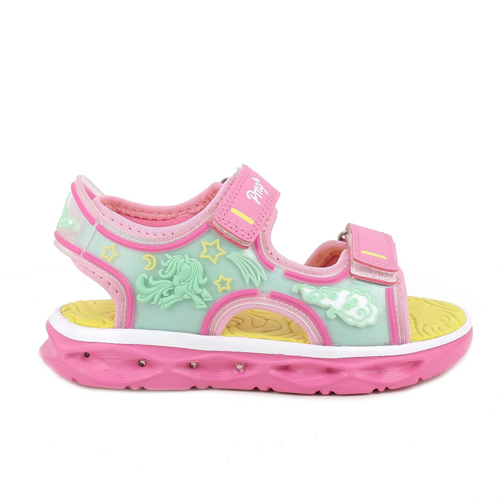 SANDALES POUR FILLE  ROSE ET VERT AVEC VELCRO