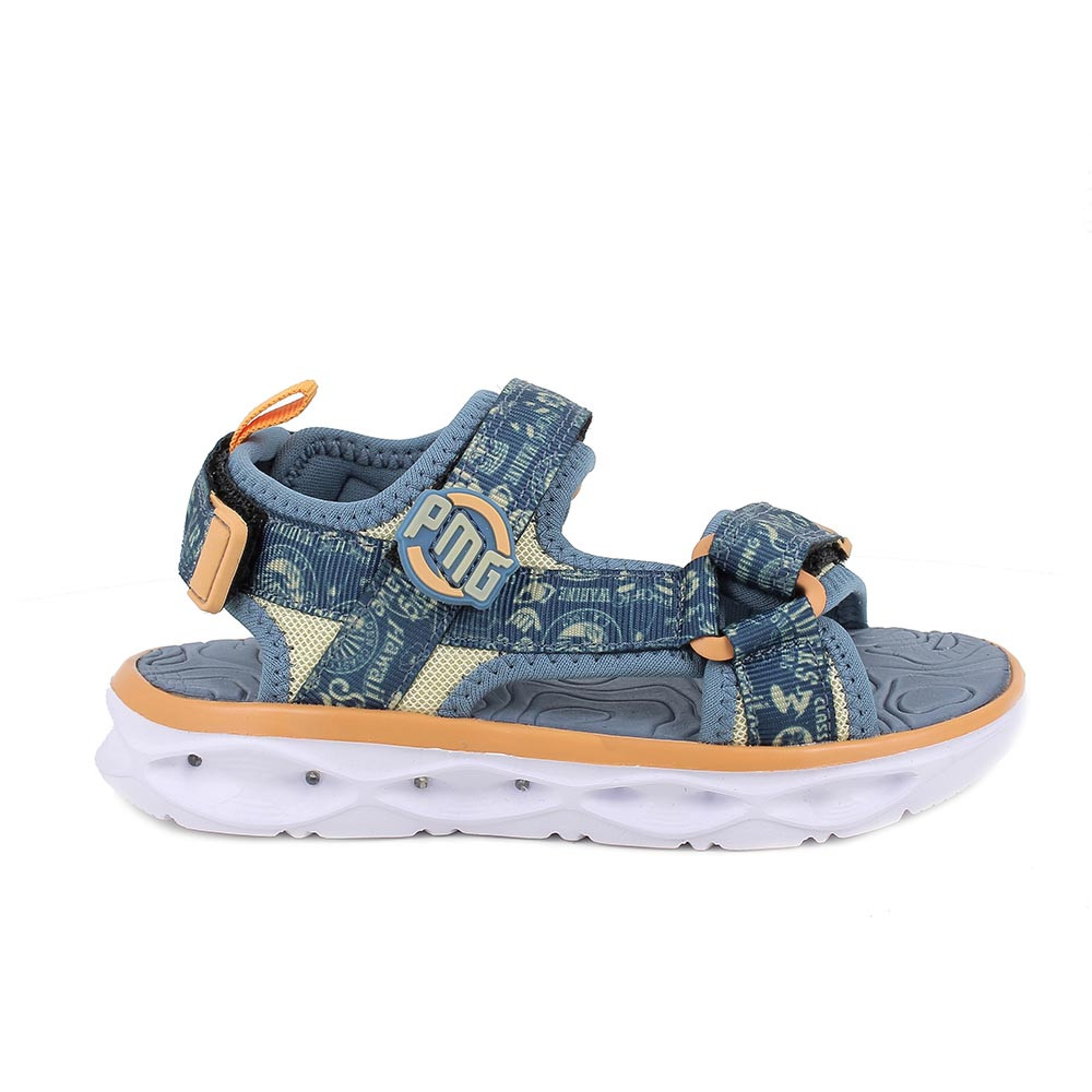 Sandali da bambino celeste e arancio con strap