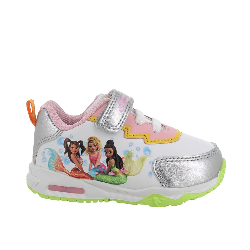 SNEAKERS POUR FILLE  BLANC ET ARGENT AVEC VELCRO