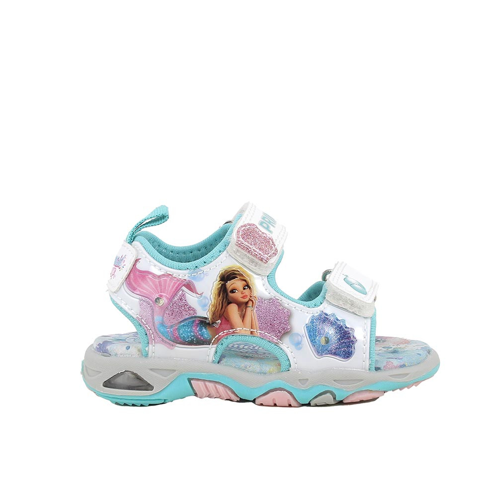 SANDALES POUR FILLE  TURQUOISE ET BLANC  AVEC VELCRO