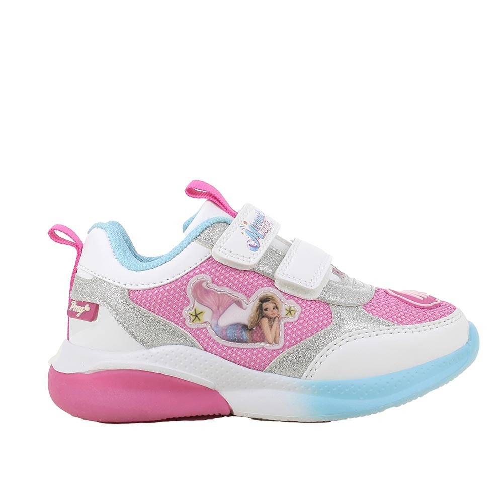 SNEAKERS POUR FILLE  FUCHSIA ET BLANC AVEC VELCRO