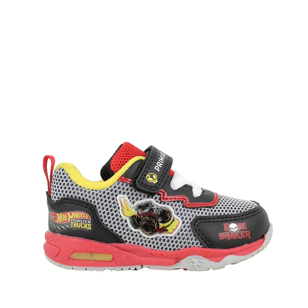 SNEAKERS FOR BOY BLACK AND RED WITH VELCRO