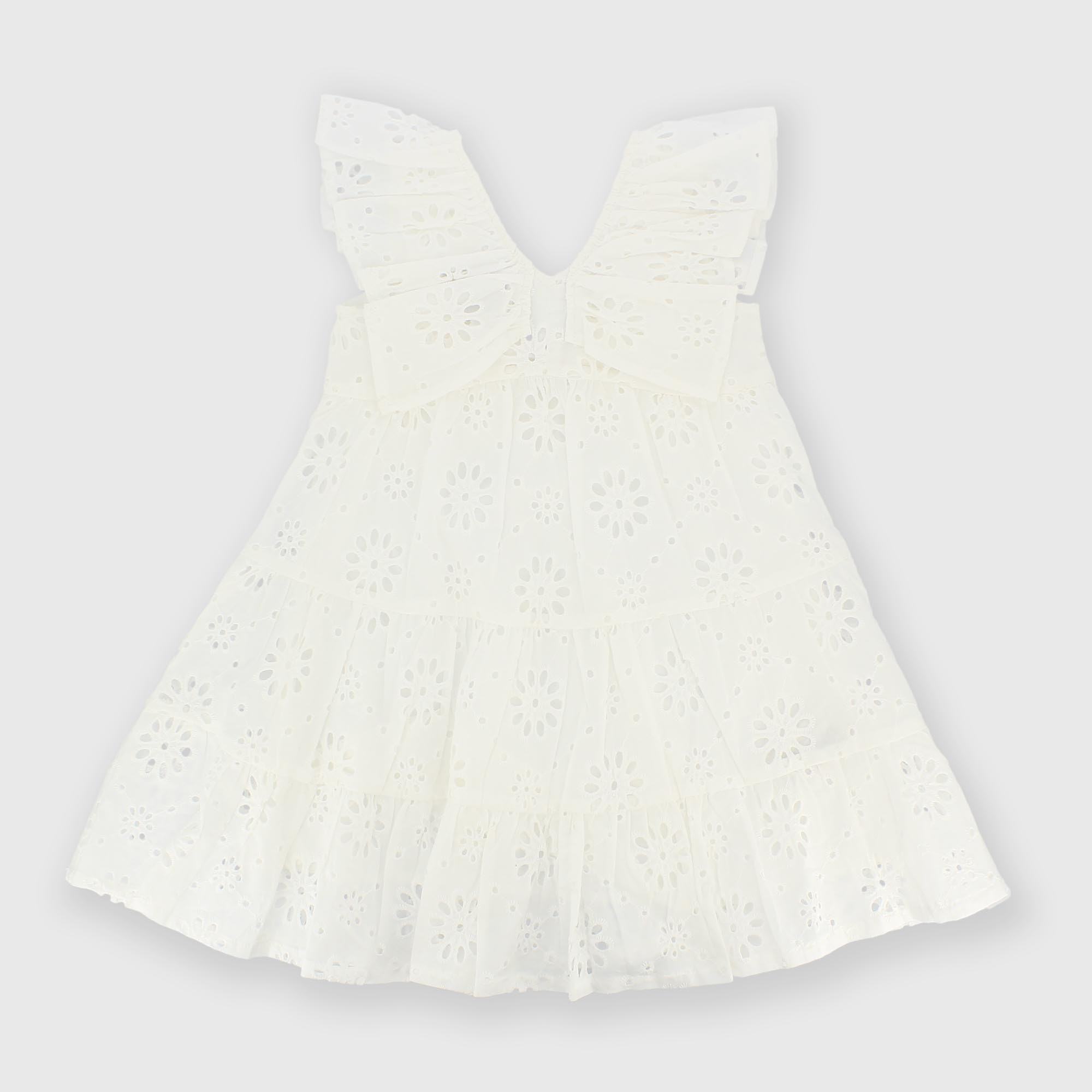 Robe en dentelle san gallo pour fillette blanc