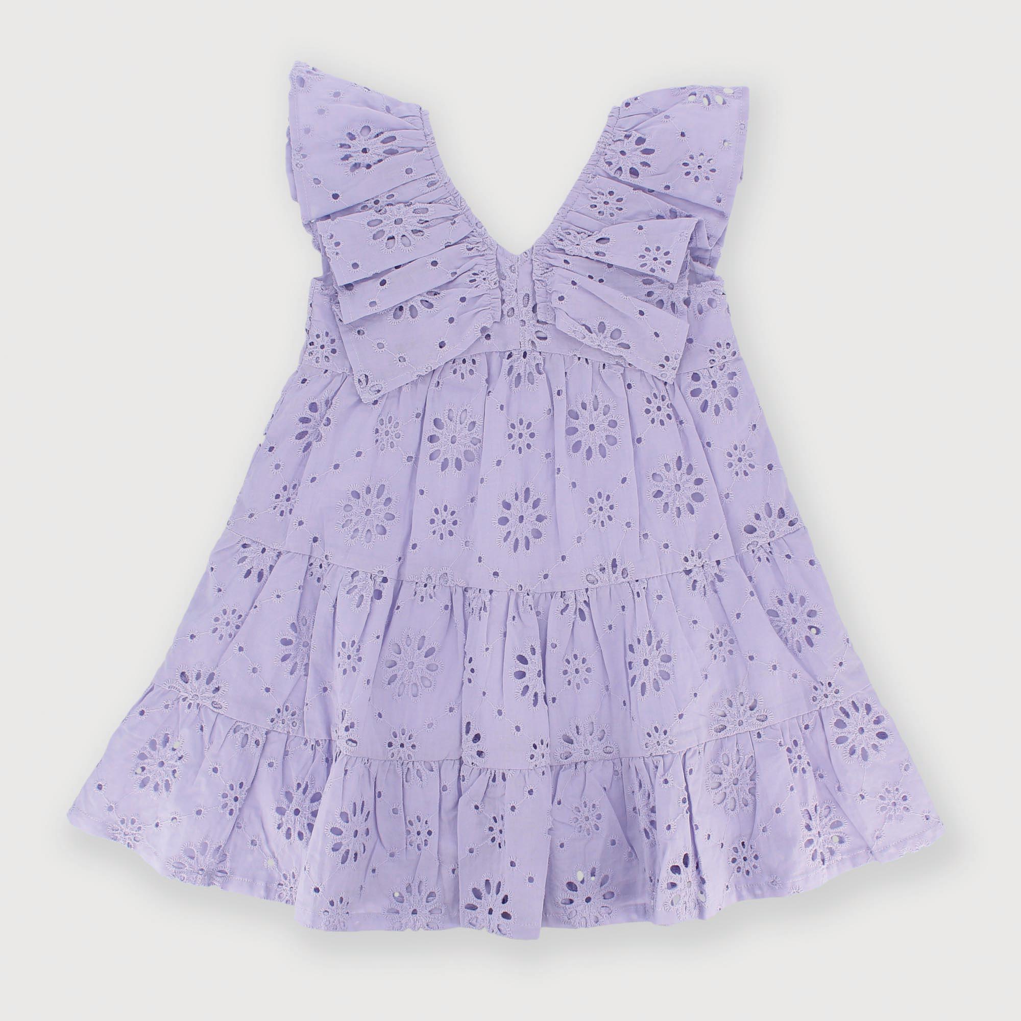 Robe en dentelle san gallo pour fillette violet
