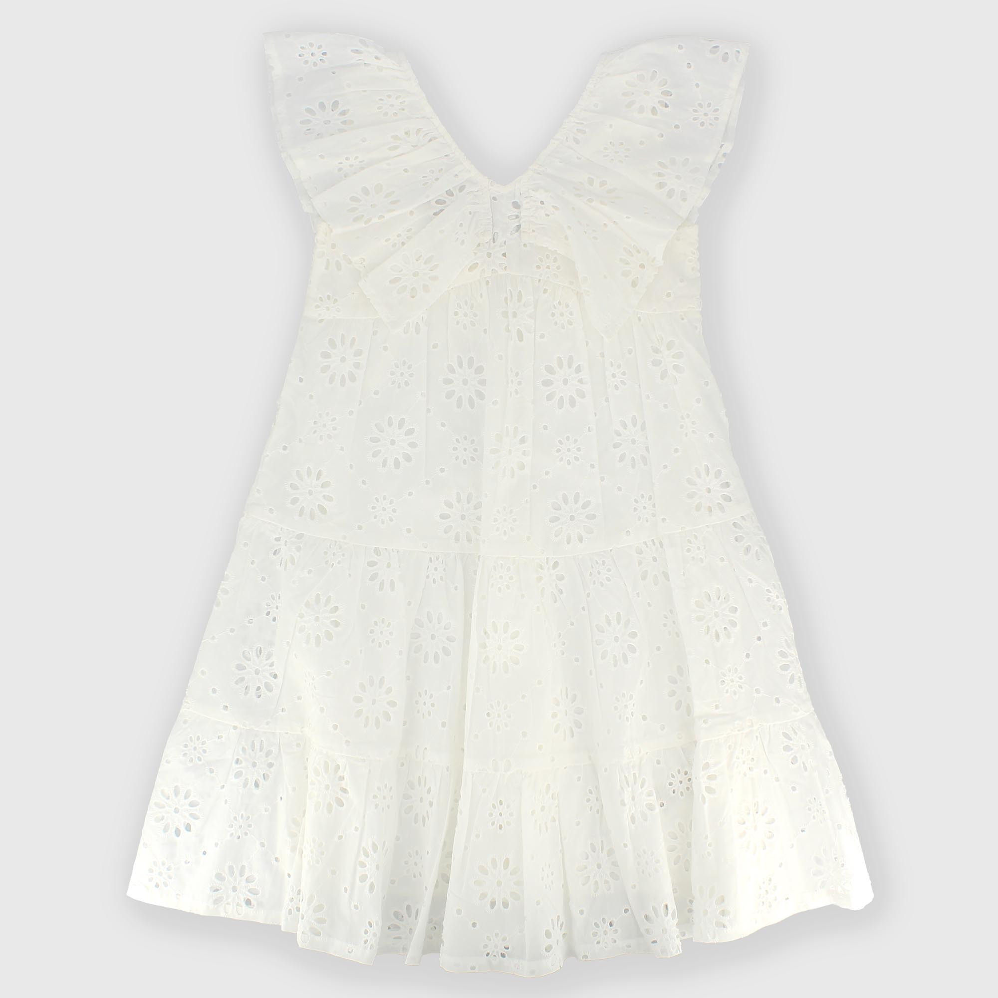 Robe en dentelle san gallo pour fillette blanc