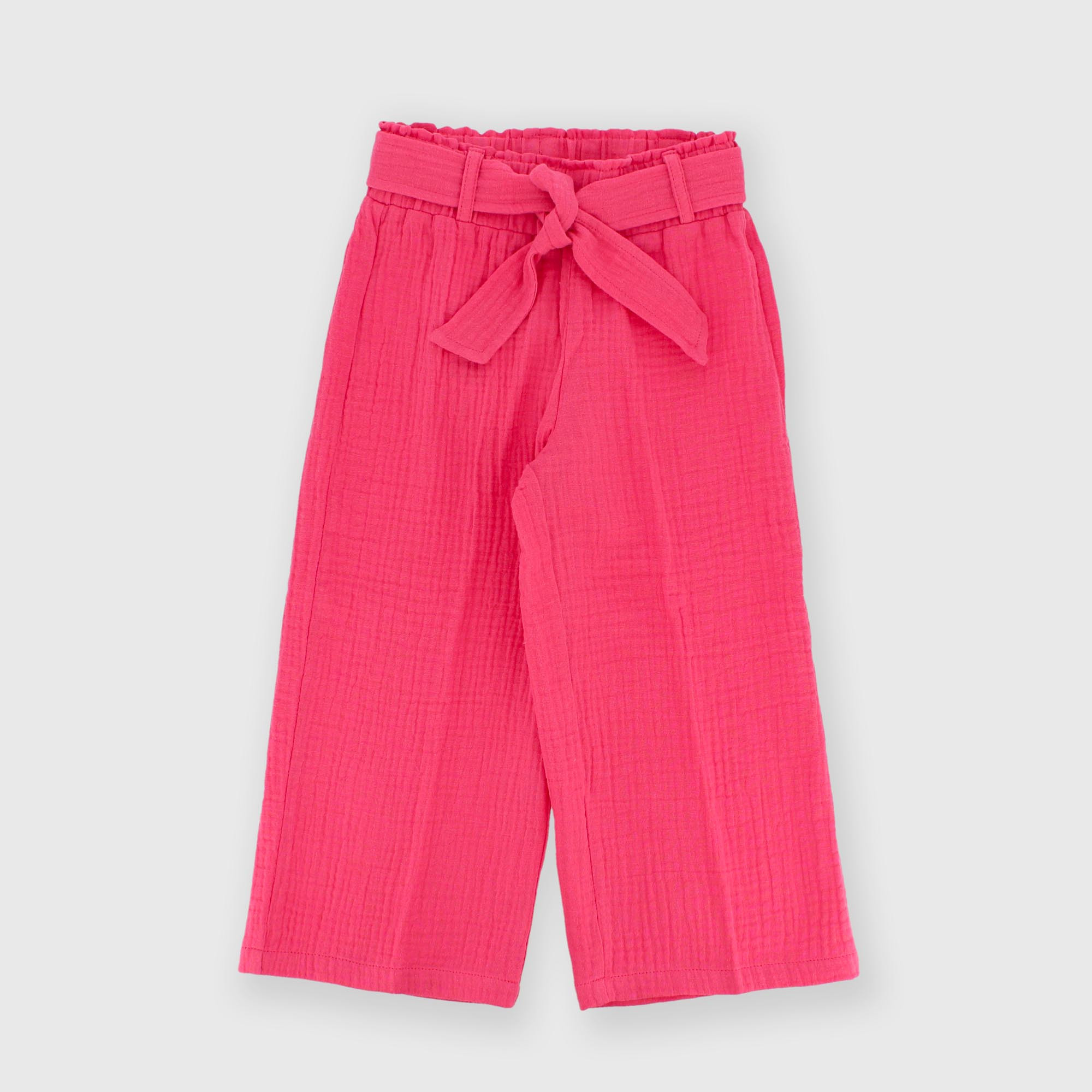 Cotton gauze trousers for girl pink